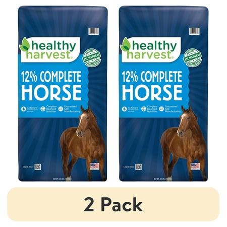 (2 pack) Healthy Harvest All Natural 12% Complete Horse Feed Pellets for Mature Horses, 40 lb bag