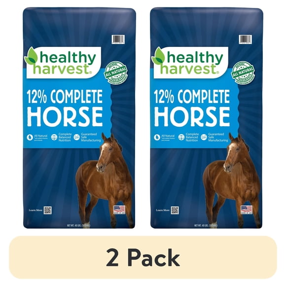 (2 pack) Healthy Harvest All Natural 12% Complete Horse Feed Pellets for Mature Horses, 40 lb Bag