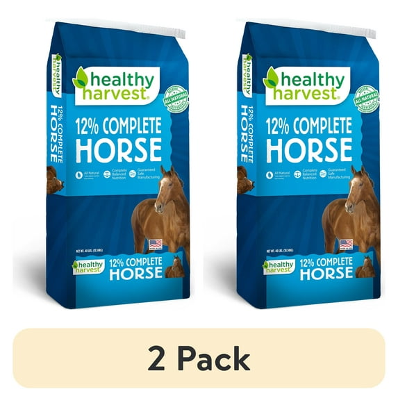 (2 pack) Healthy Harvest All Natural 12% Complete Horse Feed Pellets for Mature Horses, 40 lb