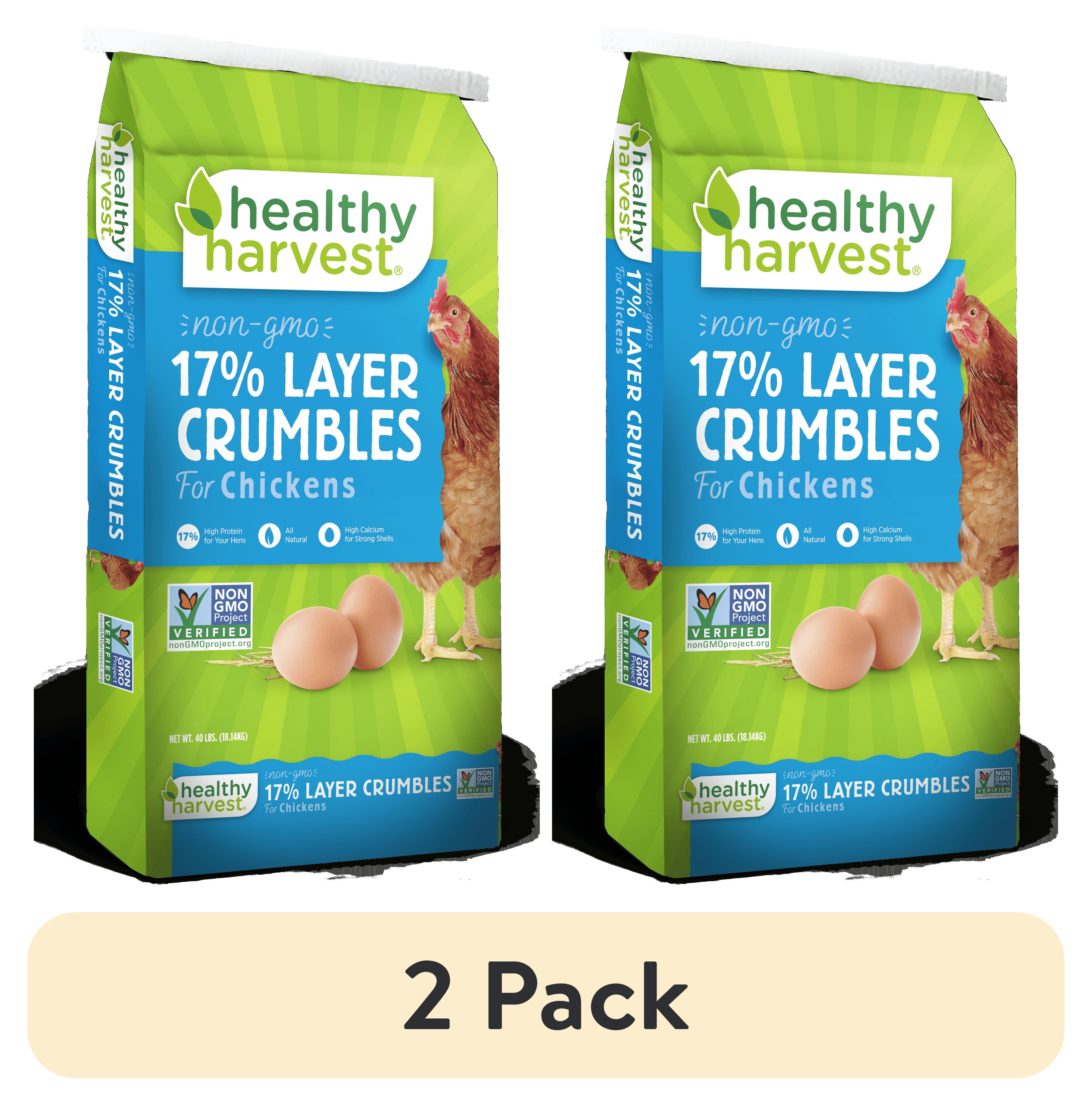 (2 pack) Healthy Harvest Non-GMO Chicken Feed Crumbles for Egg Laying Hens, 40 lb Bag