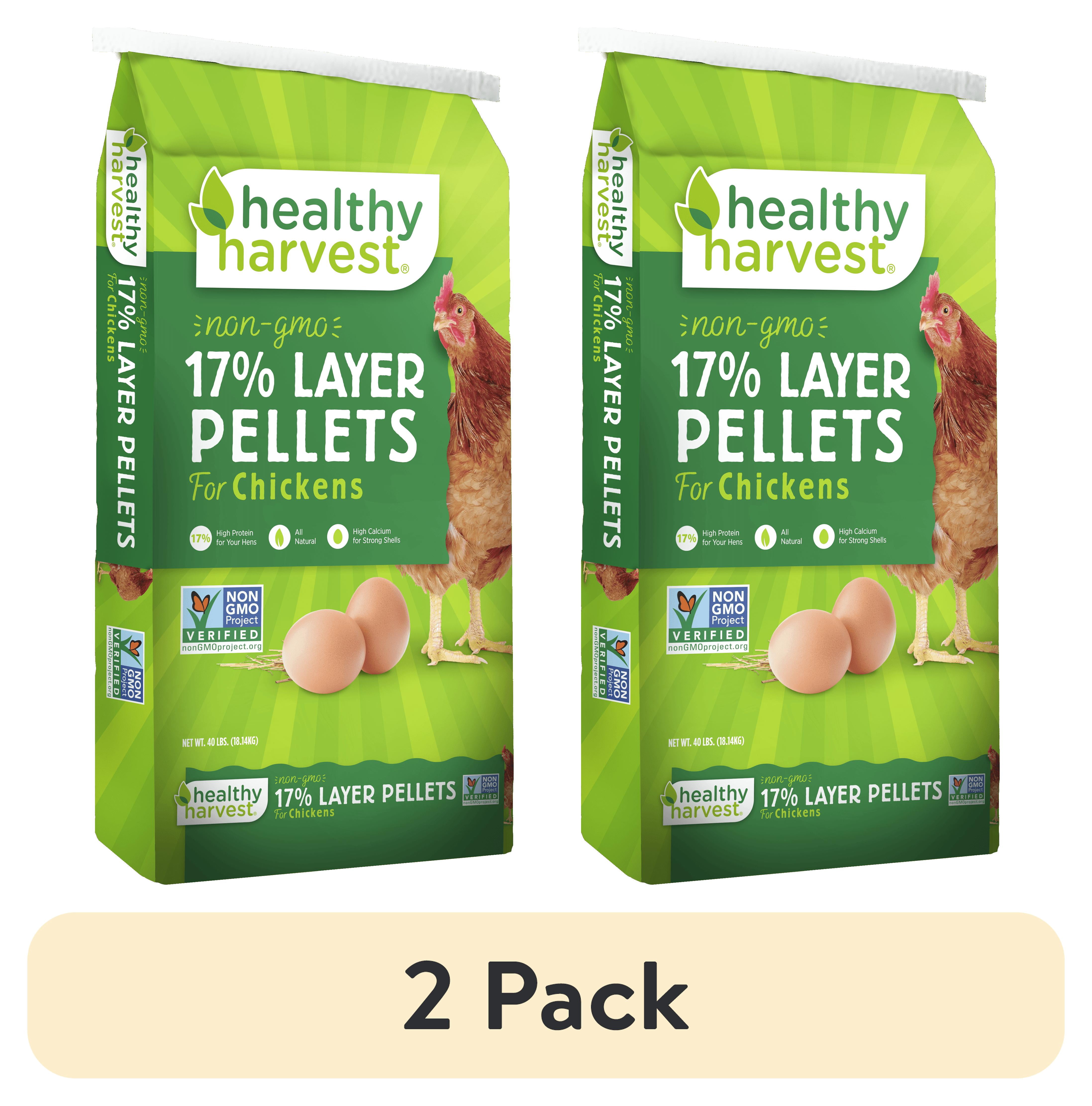 (2 pack) Healthy Harvest Non-GMO Natural Chicken Feed Pellets for Laying Hens, 40 lb Bag