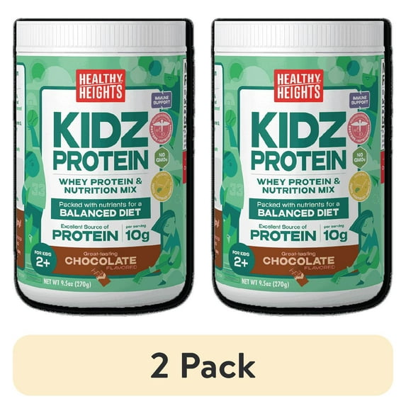 (2 pack) Healthy Heights KidzProtein, Shake Mix Powder, Chocolate, 10g Protein, 8.8oz