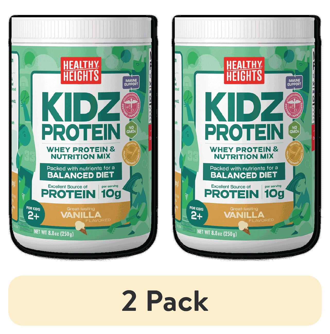 (2 pack) Healthy Heights KidzProtein, Shake Mix Powder, Vanilla, 10g Protein, 8.8oz