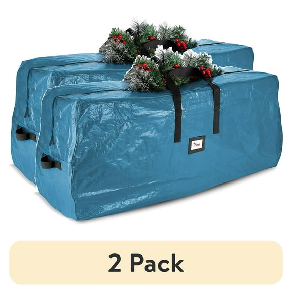 (2 pack) Hearth & Harbor Plastic Christmas Tree Storage Bag with Handles, Fits up to 9 ft Holiday Trees