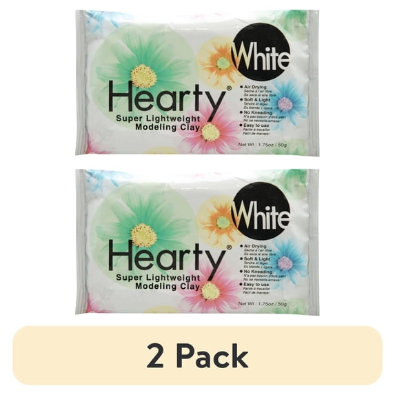 (2 pack) Hearty Super Lightweight Air Dry Clay, White, 1.75 oz