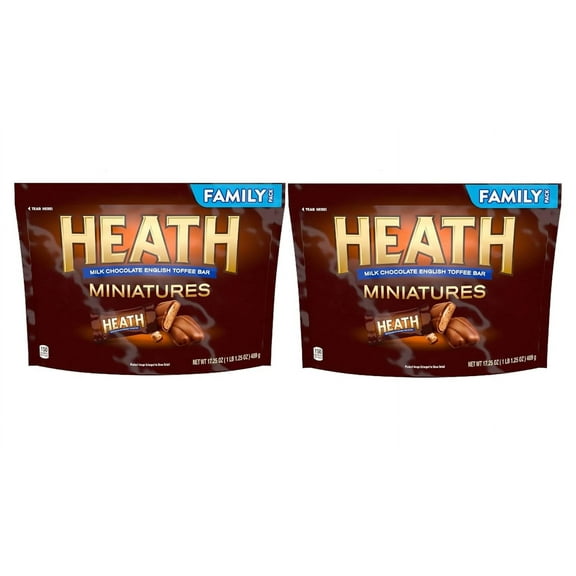 2 pack | Heath Miniatures Chocolate English Toffee | Individually Wrapped | Family Pack 17.25 oz