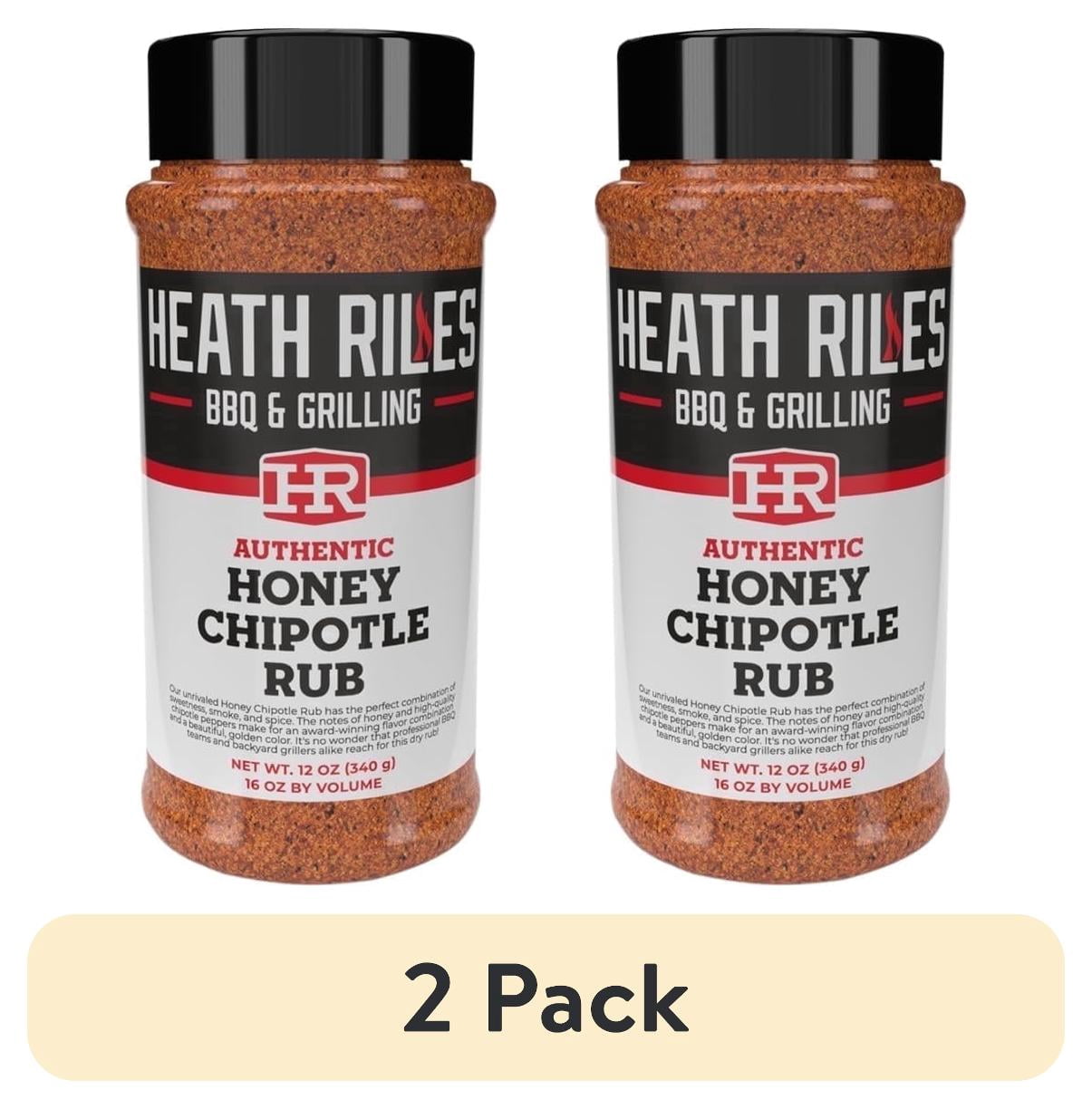 (2 pack) Heath Riles BBQ Rub Honey Chipotle Seasoning Champion Pitmaster Recipe Legendary Rubs for Smoking & Grilling 70+ BBQ Championships 12 oz