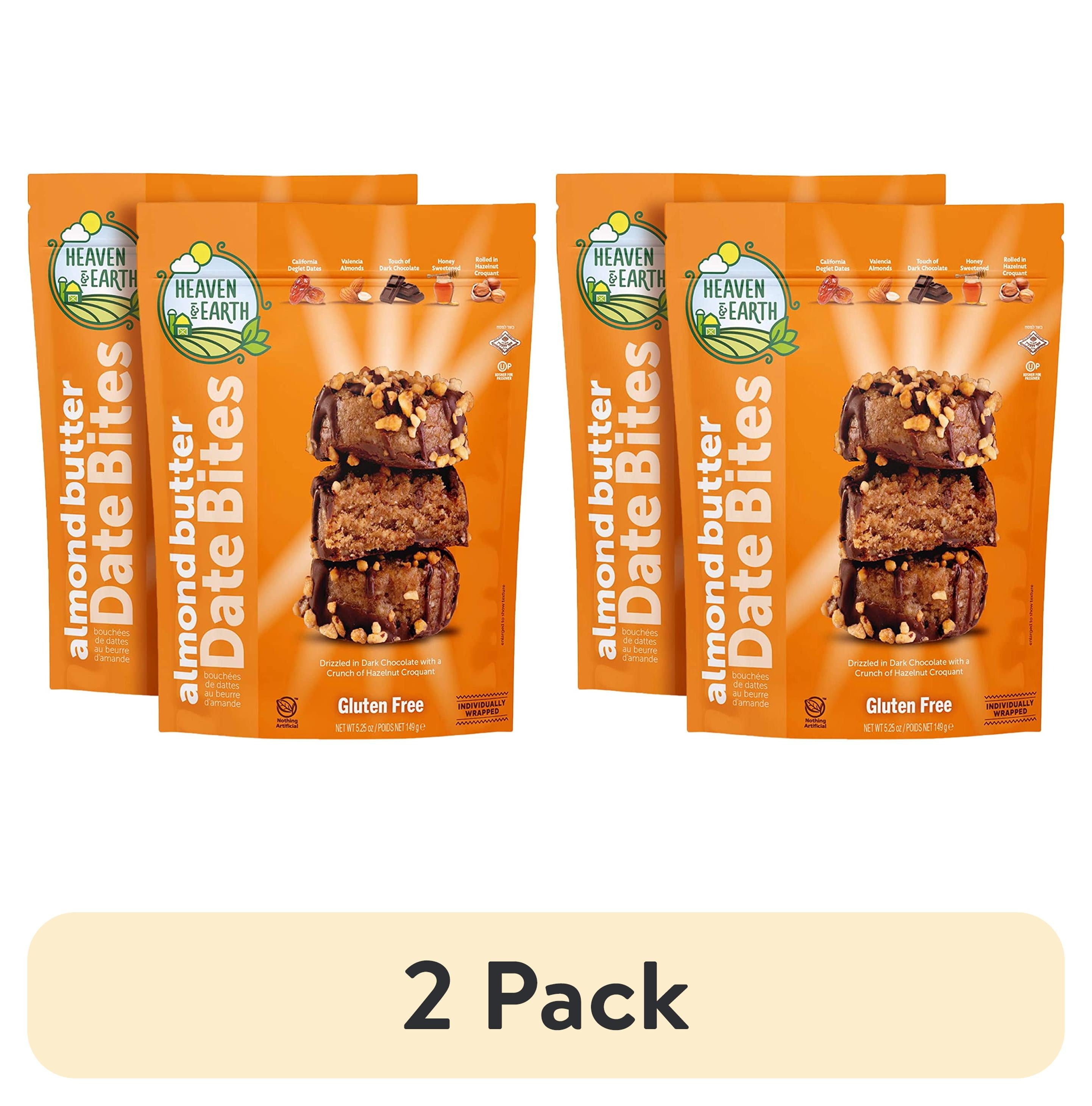 (2 pack) Heaven & Earth Almond Butter Date Bites with Hazelnut Croquet, 5.25oz