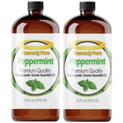 2 pack Heavenly Pure - Peppermint Essential Oil Huge 16 oz Therapeutic Grade for Diffuser, Aromatherapy, Repelent