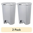 thumbnail image 1 of (2 pack) Hefty Kitchen Trash Can, 12.1 Gallon Plastic Step Garbage Bin with Soft Close Foot Pedal Lid, Gray, 1 of 8