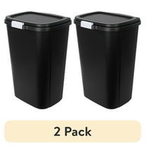 (2 pack) Hefty Kitchen Trash Can, 13 Gallon Plastic Odor Block Touch Top Garbage Bin with Push Button Lid, Black