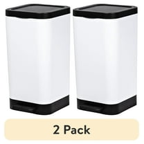 (2 pack) Hefty 2.6 Gallon Trash Can, Plastic Step On Bathroom Trash Can, White