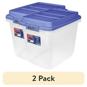 2 pack Hefty 32 Quart Clear Latched Storage Bin with Blue HI-RISE Lid