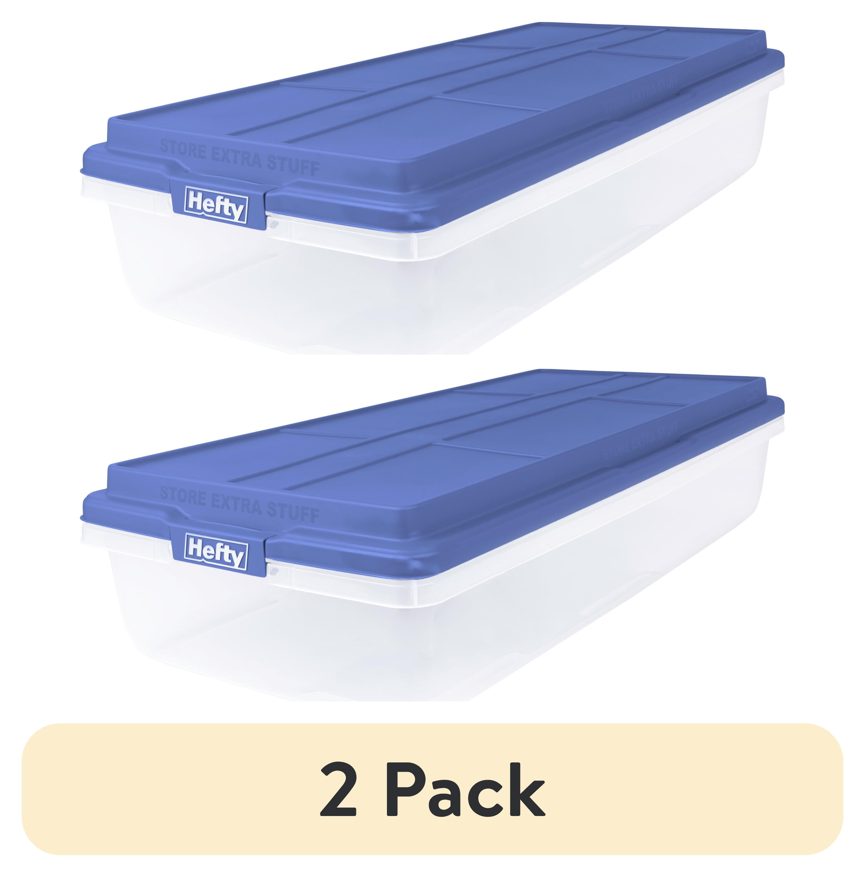 2 pack) Hefty, 63 Quart Clear Storage Bin, Latched Storage