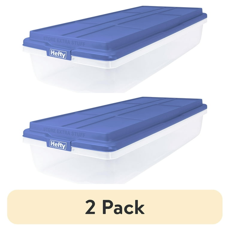 pack) Hefty, 63 Quart Clear Storage Bin, Latched Storage