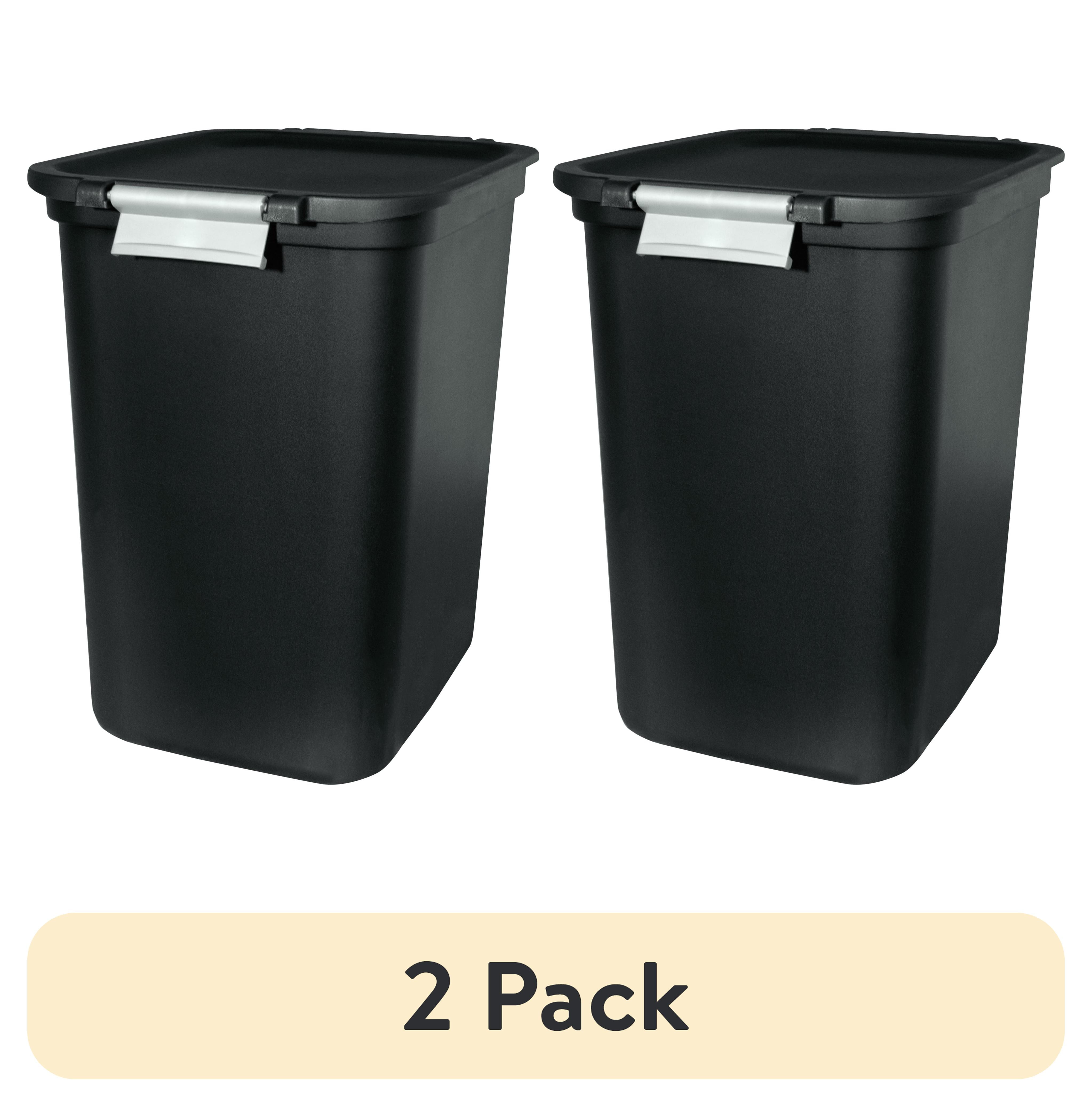 2 pack) Hefty Kitchen Trash Can, 7.7 Gallon Plastic Lift Top
