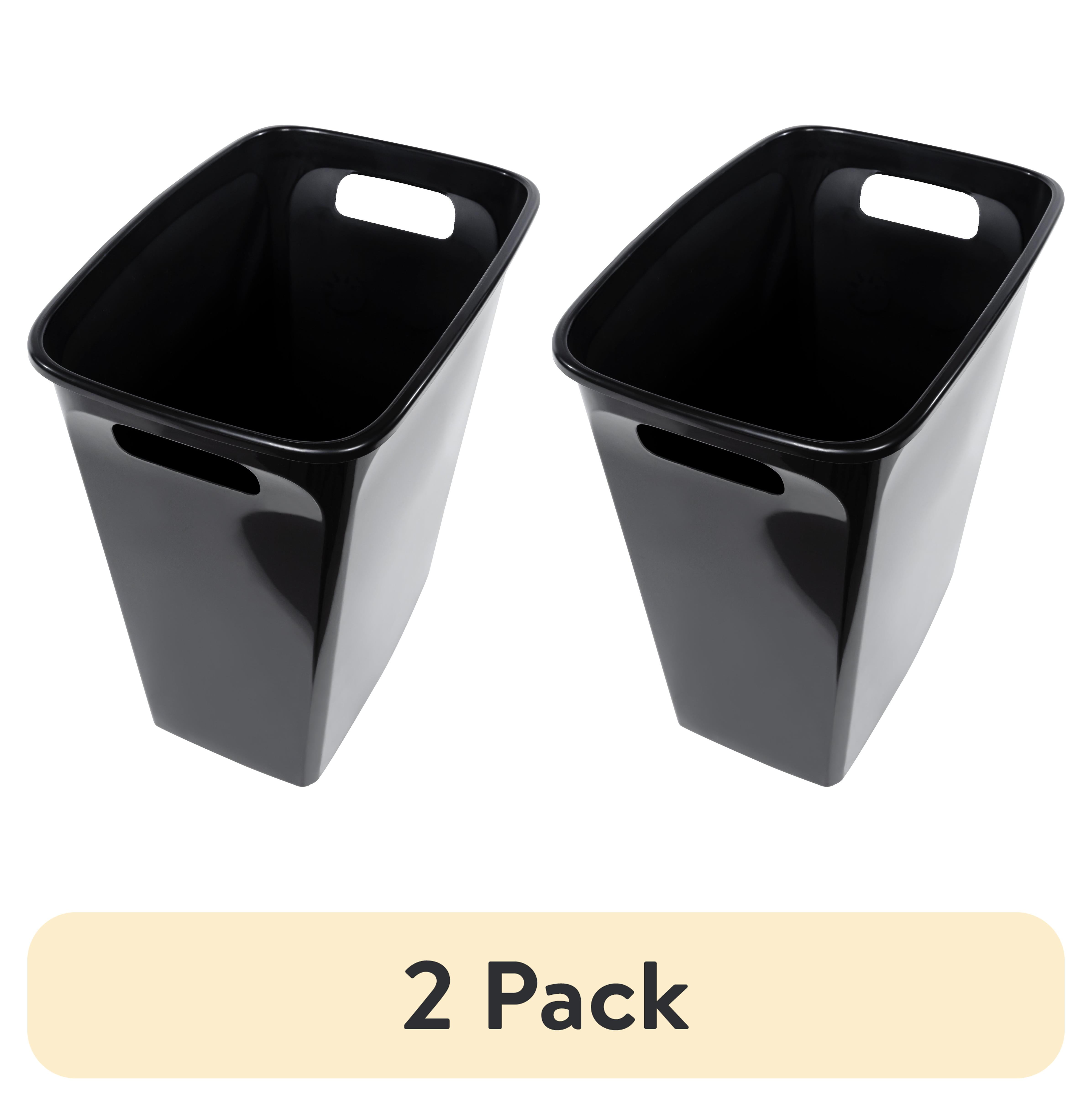 Hefty 8.8 Gallon Slim Black Trash Can with Handles for Office or