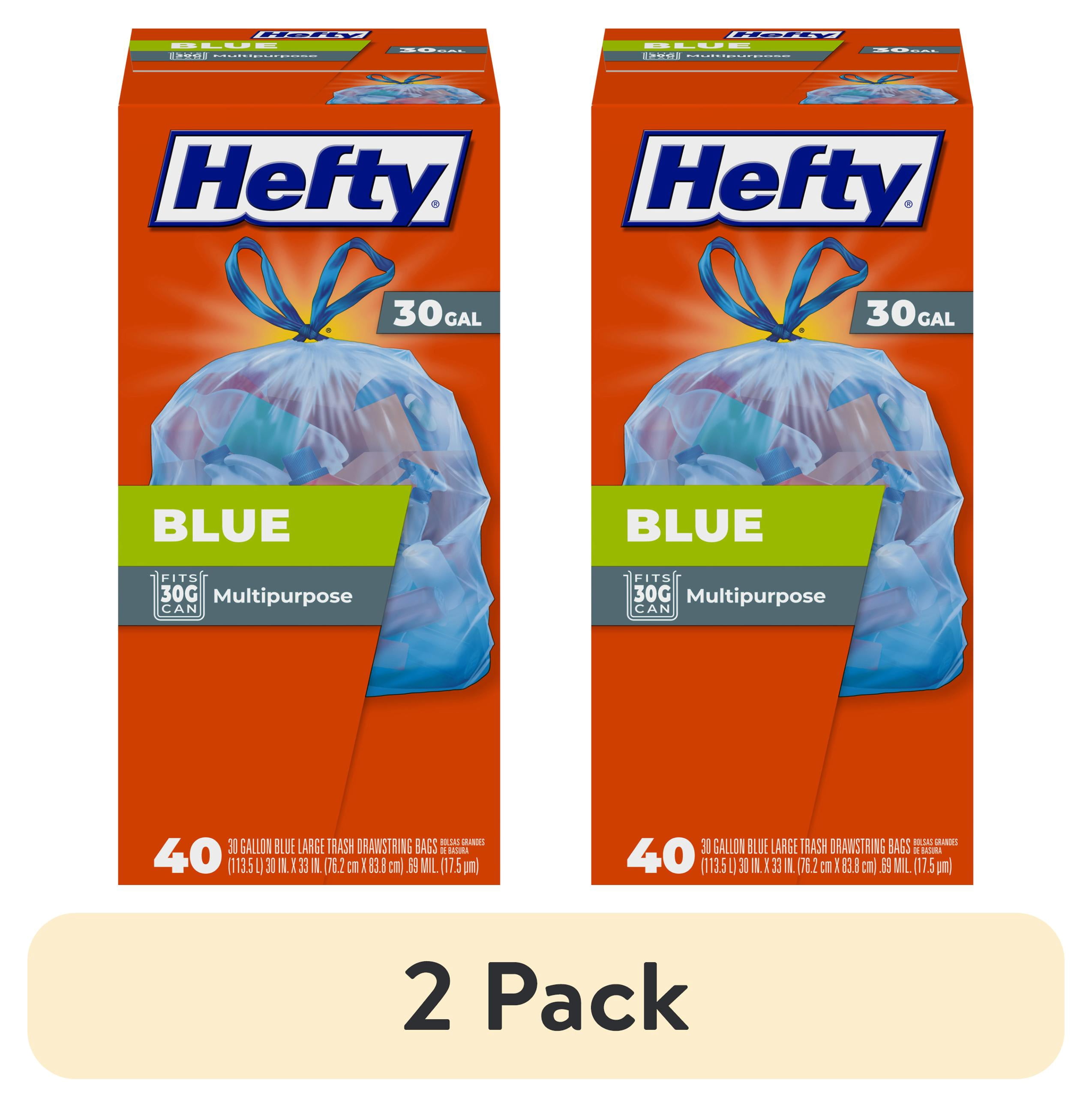 (2 pack) Hefty Blue Trash Bags, Blue, 30 Gallon, 40 Count