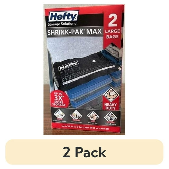 (2 pack) Hefty MAX Shrink-Pak Vacuum Compression Bag, Closet Organizer, 2 Pack