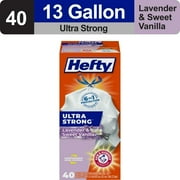 (2 pack) Hefty Ultra Strong 13 gallon Trash Bags, Tall Kitchen Trash Bags, White, Lavender and Sweet Vanilla Scent, 40 Bags