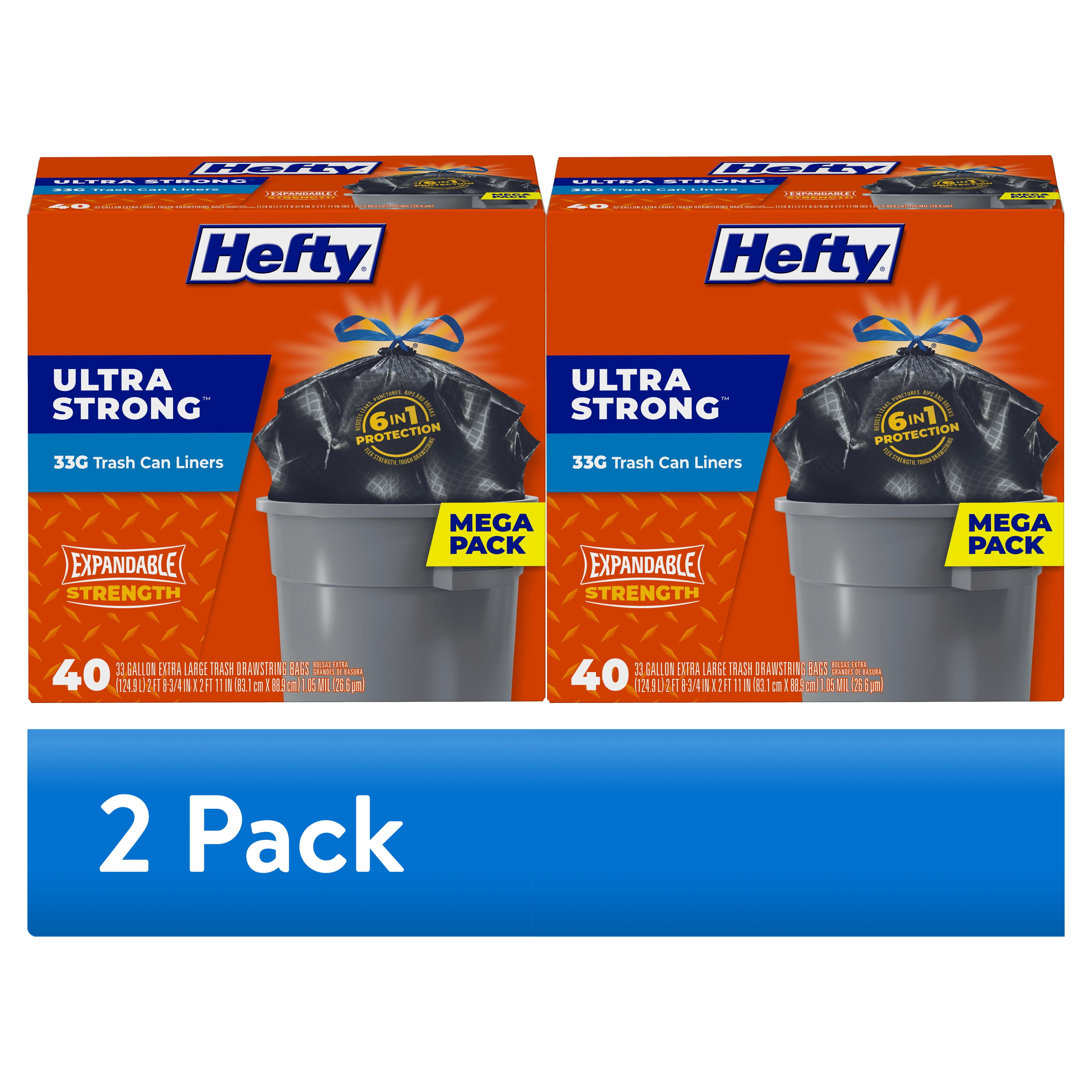 (2 pack) Hefty Ultra Strong Large Trash Can Liners, Black, 33 gallon ...