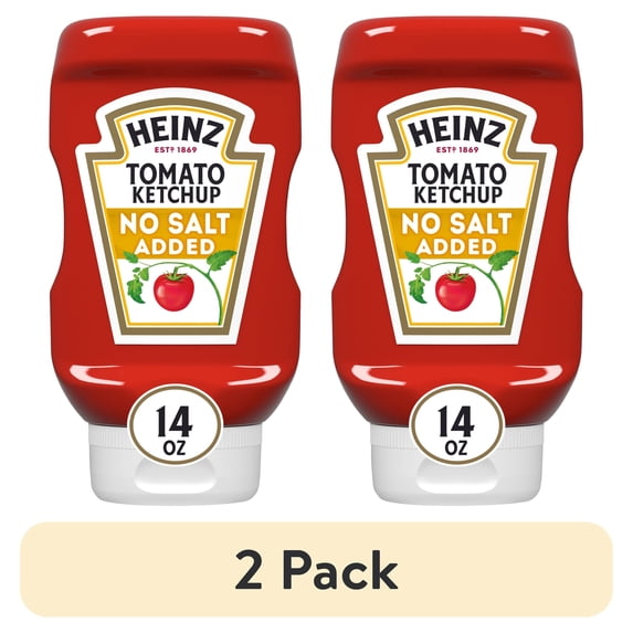 (2 pack) Heinz Tomato Ketchup with No Salt Added, 14 oz Bottle