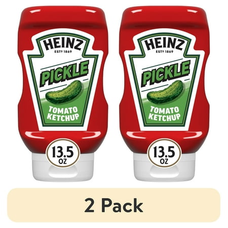 (2 pack) Heinz Tomato Ketchup with Pickle Seasoning, 13.5 oz Bottle