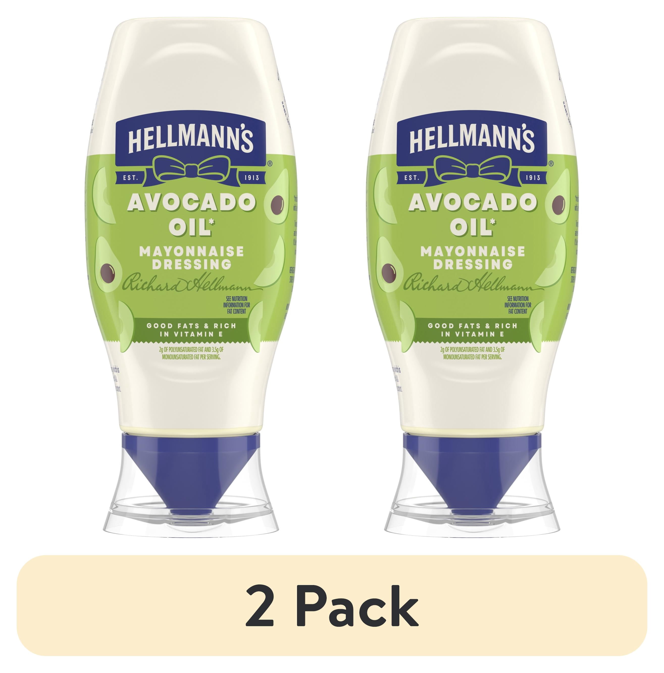 (2 pack) Hellmann's Avocado Oil Mayonnaise Dressing Condiments, 11.5 fl oz Squeeze Bottle