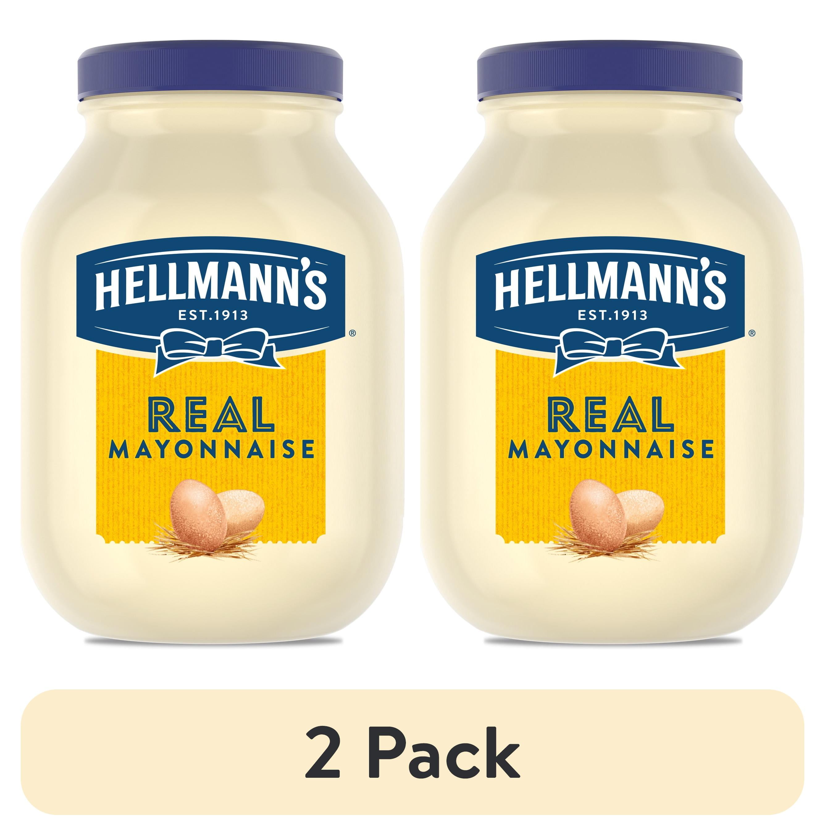 (2 pack) Hellmann's Mayonnaise Real Mayo Jar, Gluten Free Made with 100% Cage-Free Eggs, 128 oz