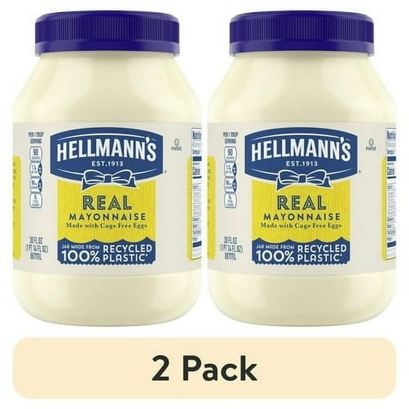 (2 pack) (2 pack) Hellmann's Real Mayonnaise Condiment Gluten Free, Made with Cage-Free Eggs, Football Game Condiments, 30 oz
