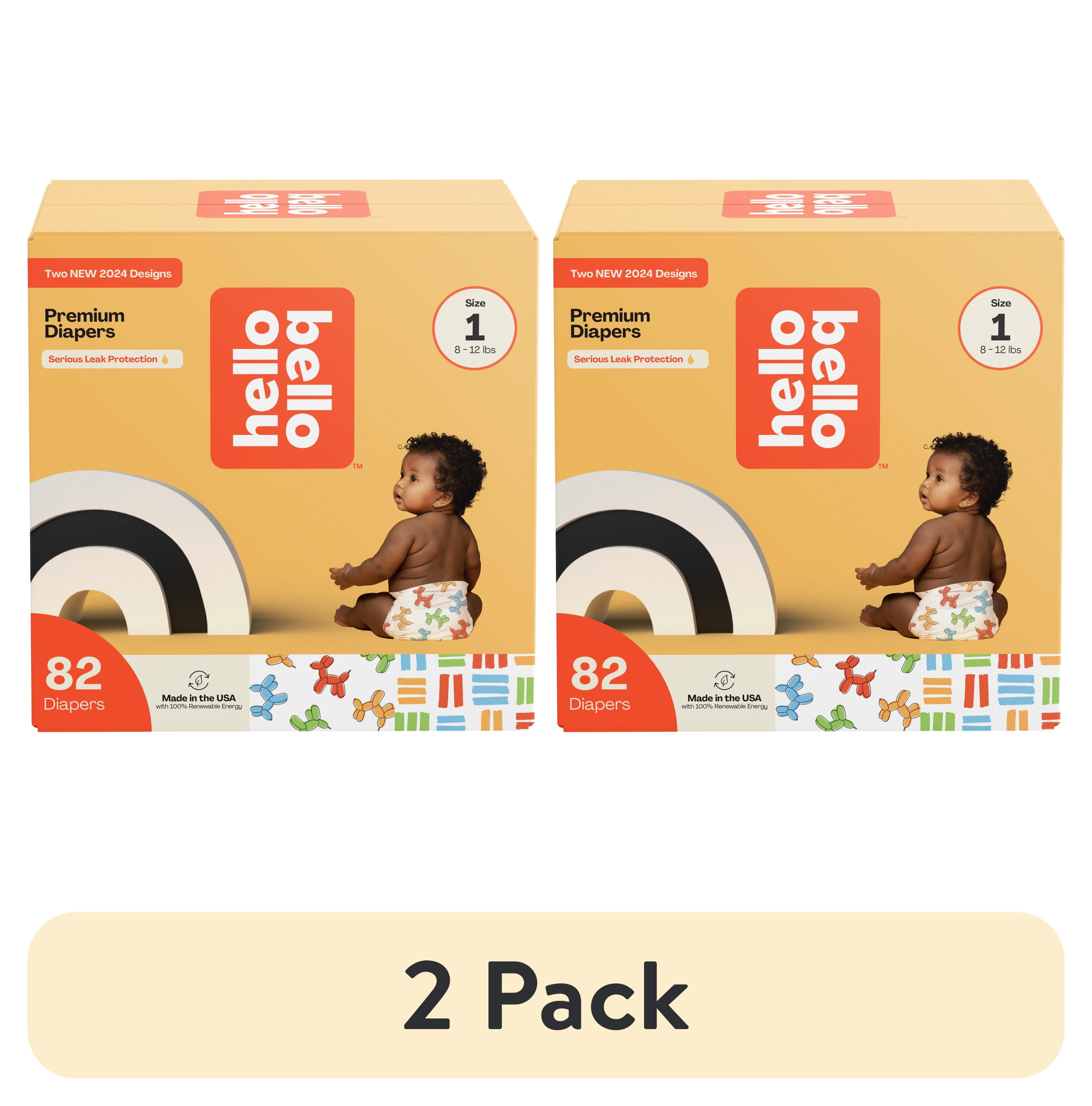 (2 pack) Hello Bello Premium Baby Diapers, Infant Size 1, 82 Count ...