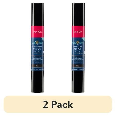 (2 pack) Hello Hobby 12" x 2' Black Iron-On Craft Vinyl Roll