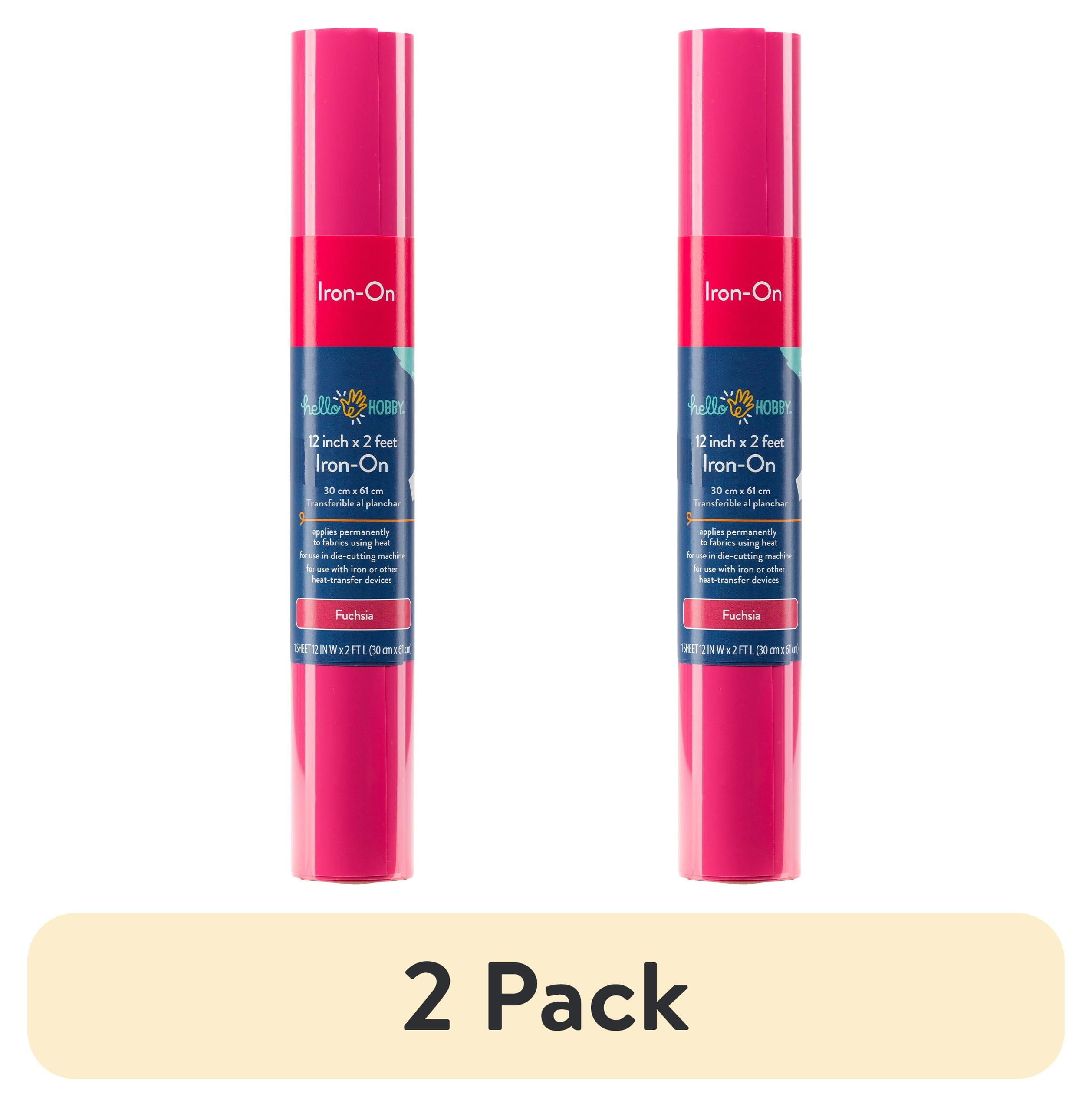 (2 pack) Hello Hobby 12" x 2' Fuchsia Iron-On Craft Vinyl Roll