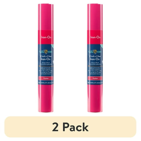(2 pack) Hello Hobby 12" x 2' Fuchsia Iron-On Craft Vinyl Roll