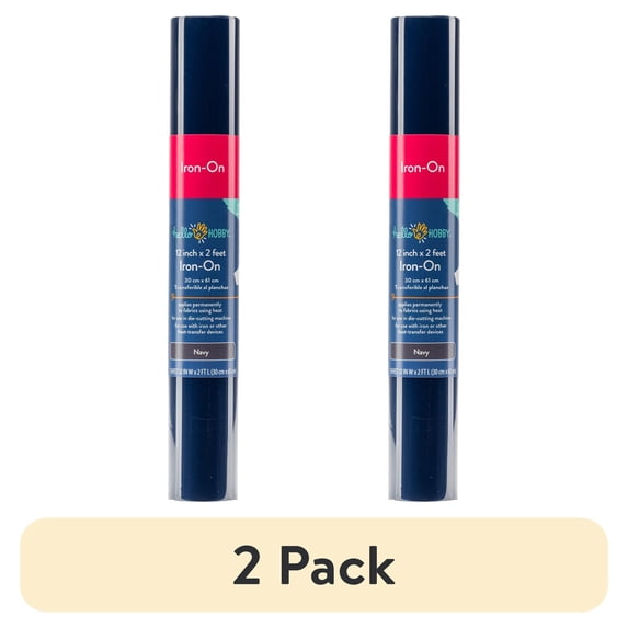 (2 pack) Hello Hobby 12" x 2' Navy Iron-On Craft Vinyl Roll