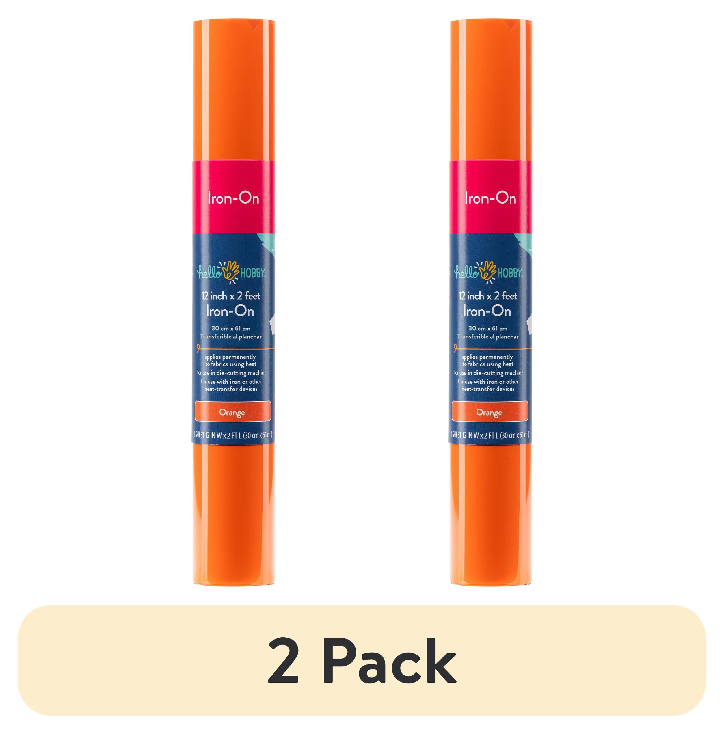 (2 pack) Hello Hobby 12" x 2' Orange Iron-On Craft Vinyl Roll