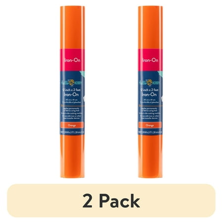 (2 pack) Hello Hobby 12" x 2' Orange Iron-On Craft Vinyl Roll