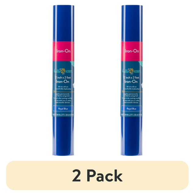 (2 pack) Hello Hobby 12" x 2' Royal Blue Iron-On Craft Vinyl Roll