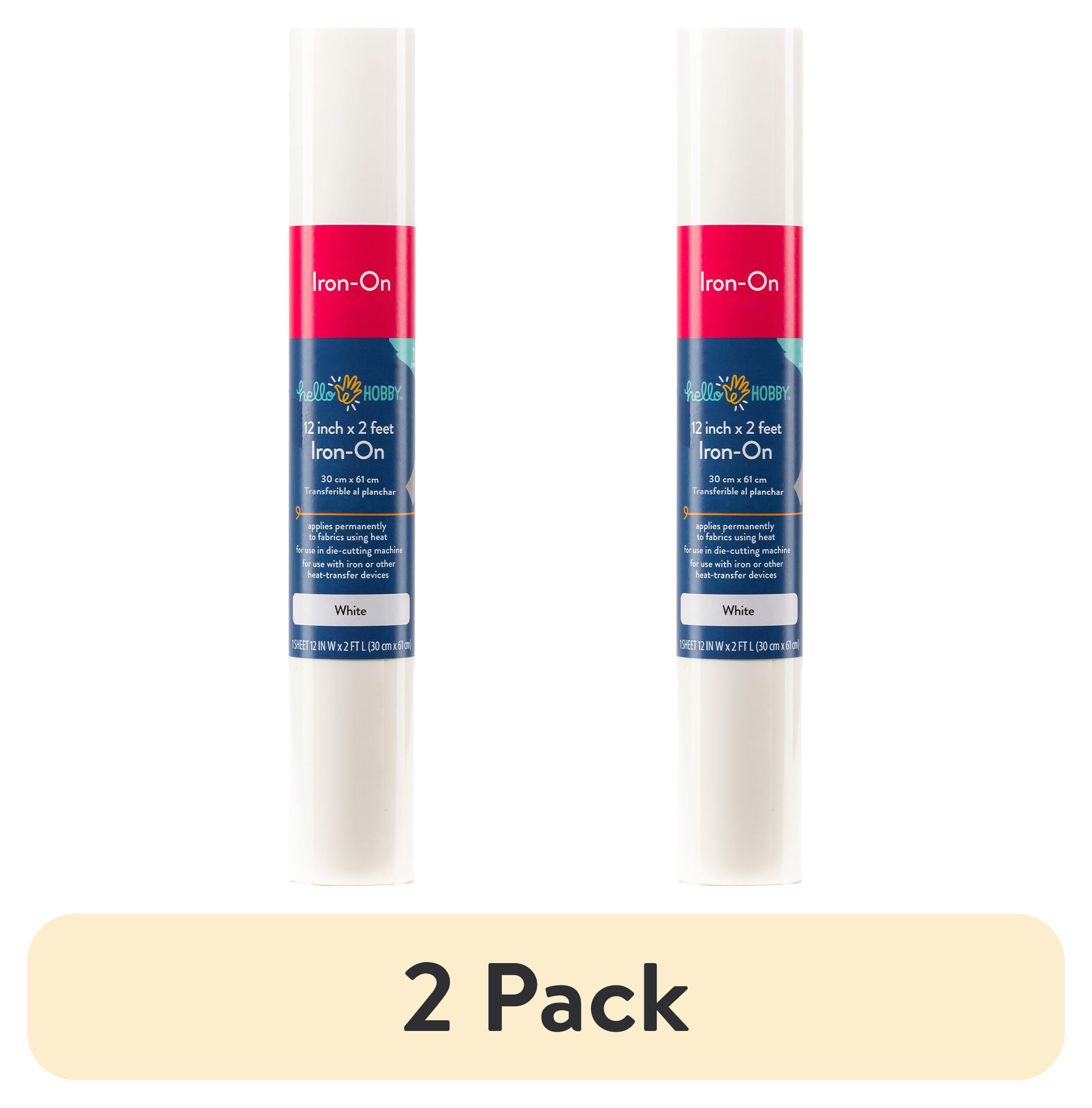 (2 pack) Hello Hobby 12" x 2' White Iron-On Craft Vinyl Roll