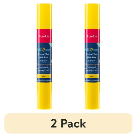 (2 pack) Hello Hobby 12" x 2' Yellow Iron-On Craft Vinyl Roll