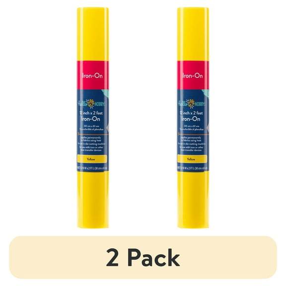 (2 pack) Hello Hobby 12" x 2' Yellow Iron-On Craft Vinyl Roll