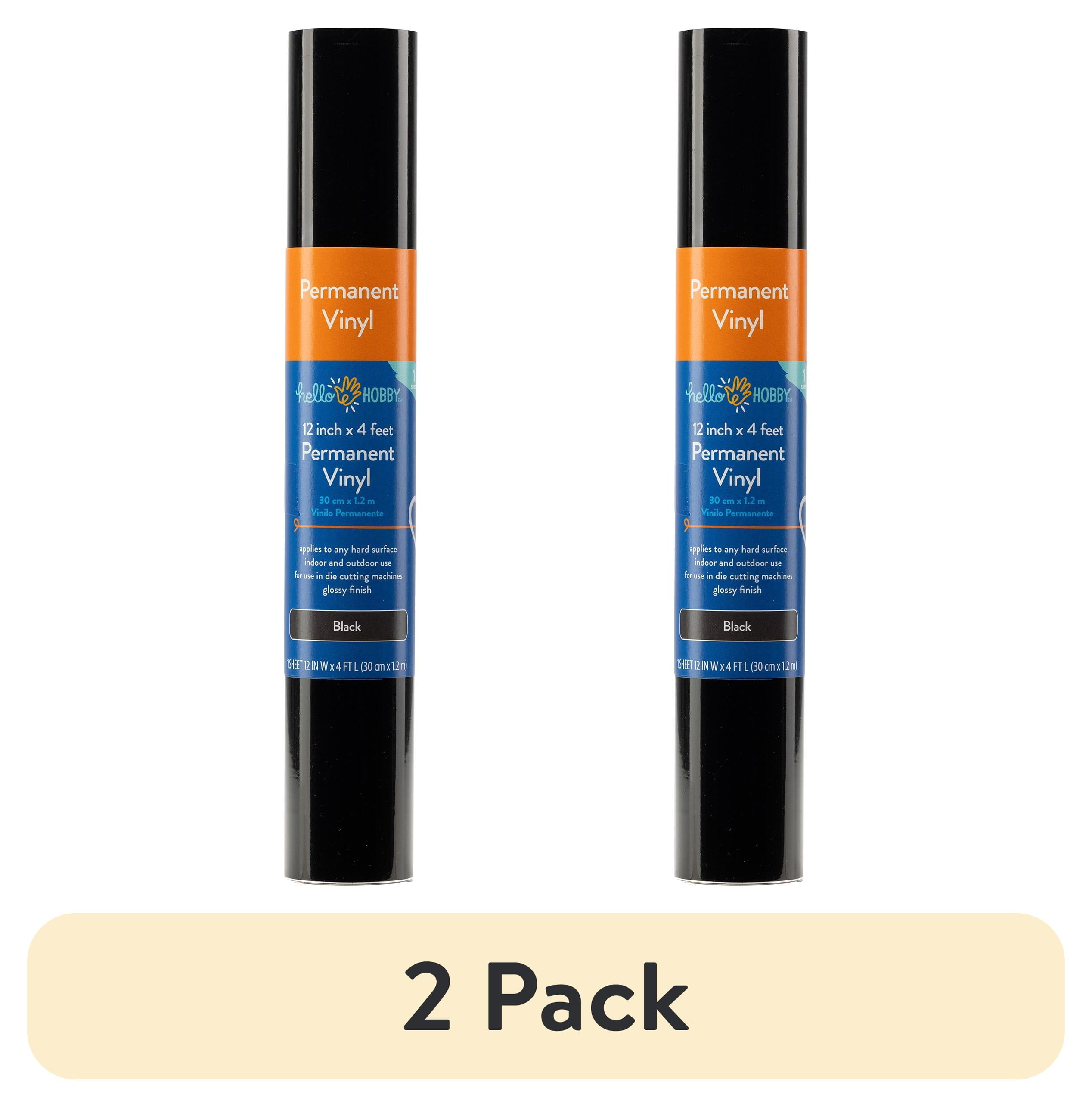 (2 pack) Hello Hobby 12" x 4' Black Permanent Craft Vinyl Roll