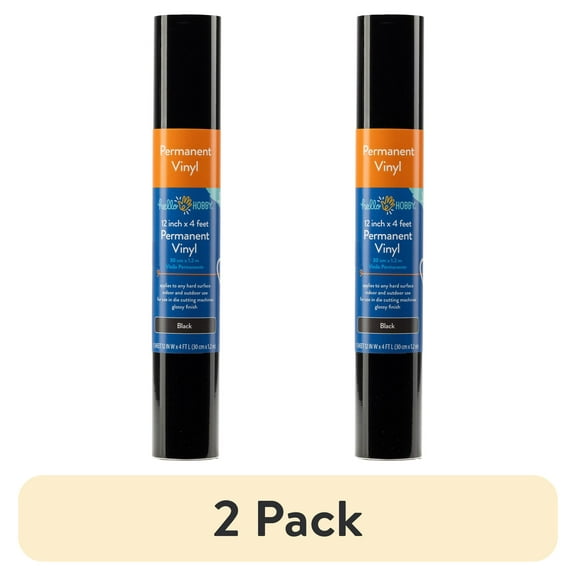(2 pack) Hello Hobby 12" x 4' Black Permanent Craft Vinyl Roll