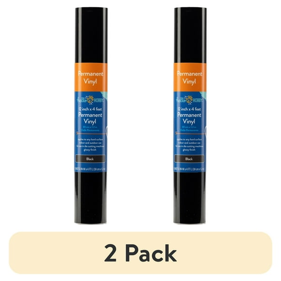 (2 pack) Hello Hobby 12" x 4' Black Permanent Craft Vinyl Roll