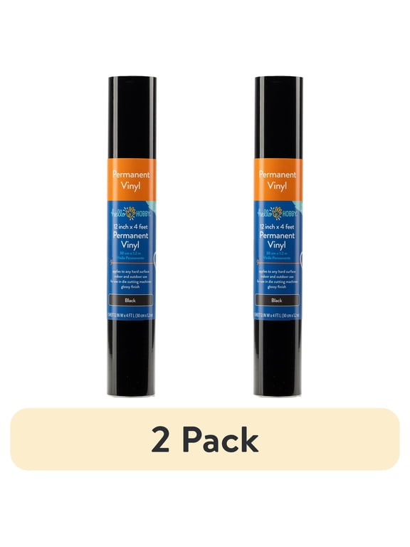 (2 pack) (2 pack) Hello Hobby 12" x 4' Black Permanent Craft Vinyl Roll