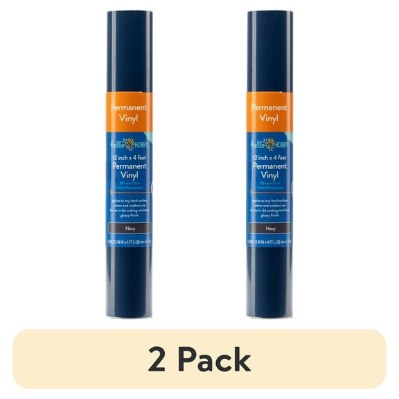 (2 pack) Hello Hobby 12" x 4' Navy Permanent Craft Vinyl Roll