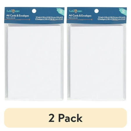 (2 pack) Hello Hobby A6 Blank All Occasion Greeting Cards, with Envelopes 4.25" x 6.25" (12 Count)