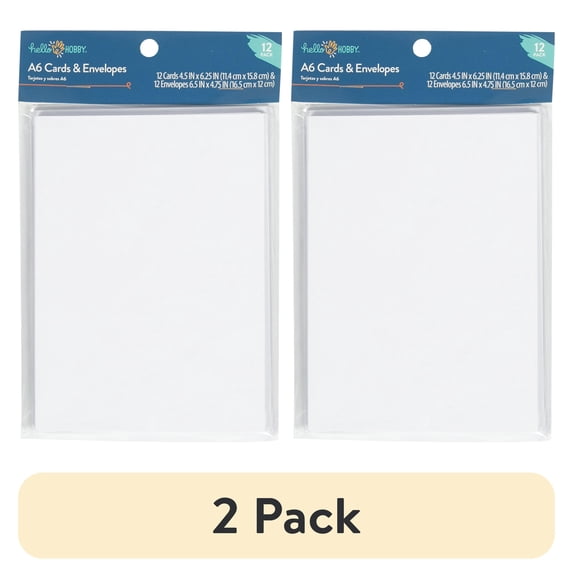 (2 pack) Hello Hobby A6 Blank All Occasion Greeting Cards, with Envelopes 4.25" x 6.25" (12 Count)