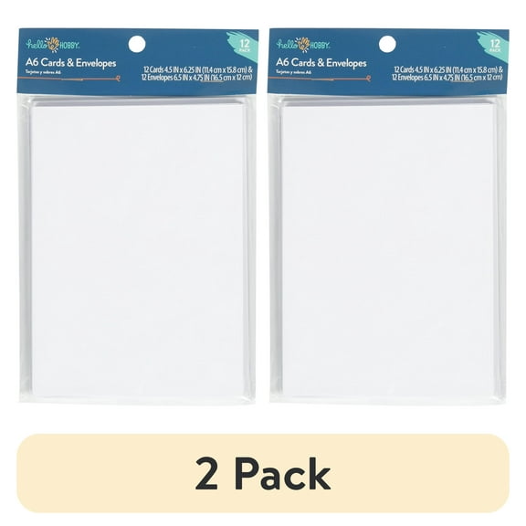 (2 pack) Hello Hobby A6 Blank All Occasion Greeting Cards, with Envelopes 4.25" x 6.25" (12 Count)