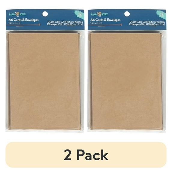(2 pack) Hello Hobby A6 Blank All Occasion Greeting Cards with Envelopes, Kraft, 4.25" x 6.25" (12 Count)